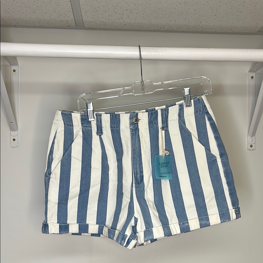 NWT Forever 21 x Sunny Spot Blue and White Striped Women's Shorts- 29